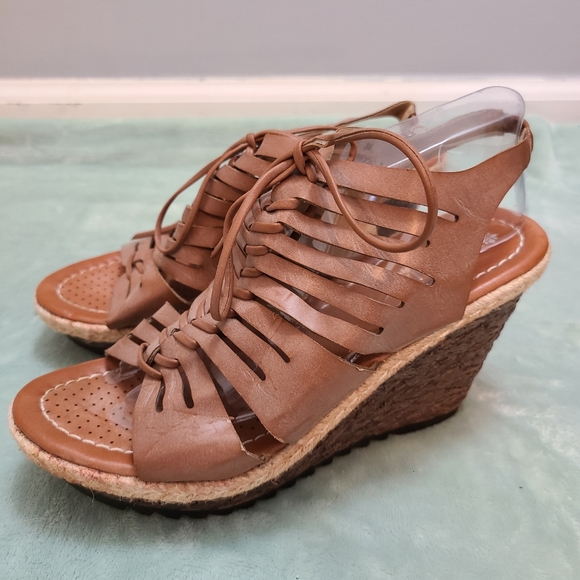 Patrizia Leather Gladiator Wedge Sandals Size 7 - Picture 1 of 8